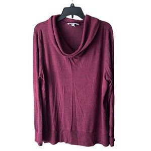 Nine West XXL Cowl Neck‎ Long Sleeve Knit Pullover Sweater Burgundy